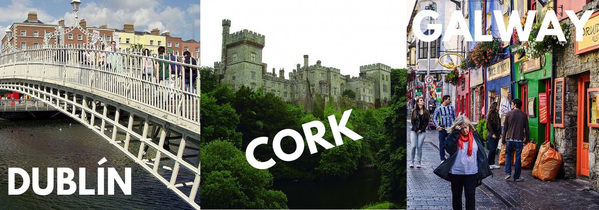 Dublín, Cork, Galway.