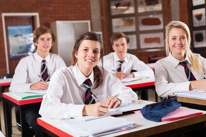 high school students in classroom